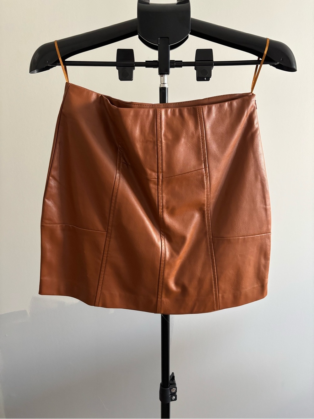 Brown Faux Leather A-Line Mini Skirt